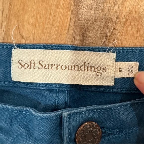 Soft Surroundings Women's High Rise Slim Jeans 8T Teal Blue Cotton Stretch - Picture 8 of 9